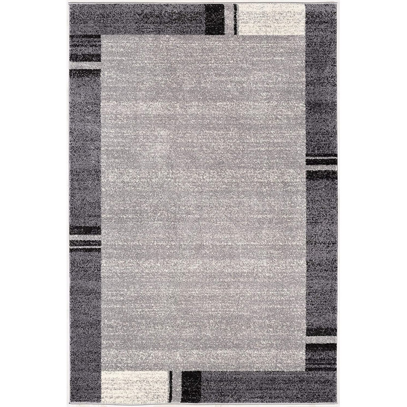 Tapis ivoire / gris tissé à la machine Kahel