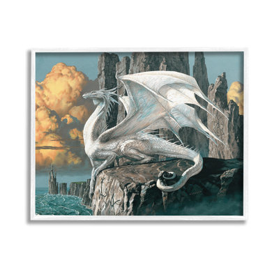 Dragon Perched on Cliff Framed Giclee Art by Ciruelo