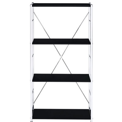 Black And 4 Bookcase With Open Back For Visible Display Modern Rectangular Bookshelf In Bedroom Storage