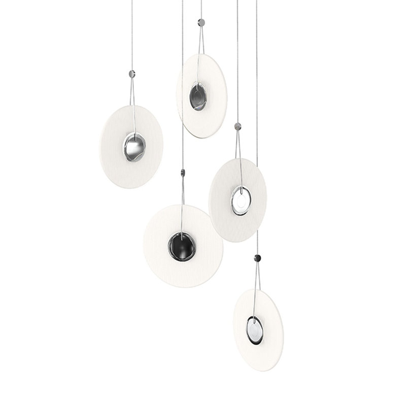 Meclisse 5 - Light LED Pendant, Etched, Chrome