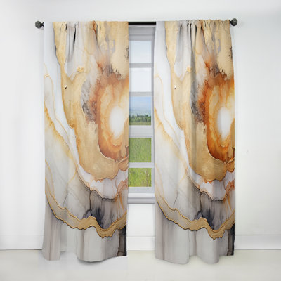 Tersk Beige And Orange Minimalism Stone Geode I - Traditional Curtain - Velvet Room Darkening - 1 panel