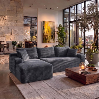 Canapé modulaire en L 94,5 po avec méridienne modulaire en L avec méridienne rembourrée et profonde pour le salon et la chambre à coucher, sans assemblage requis