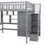 Lit mezzanine double avec bibliothèque, tiroirs, bureau et garde-robe gris