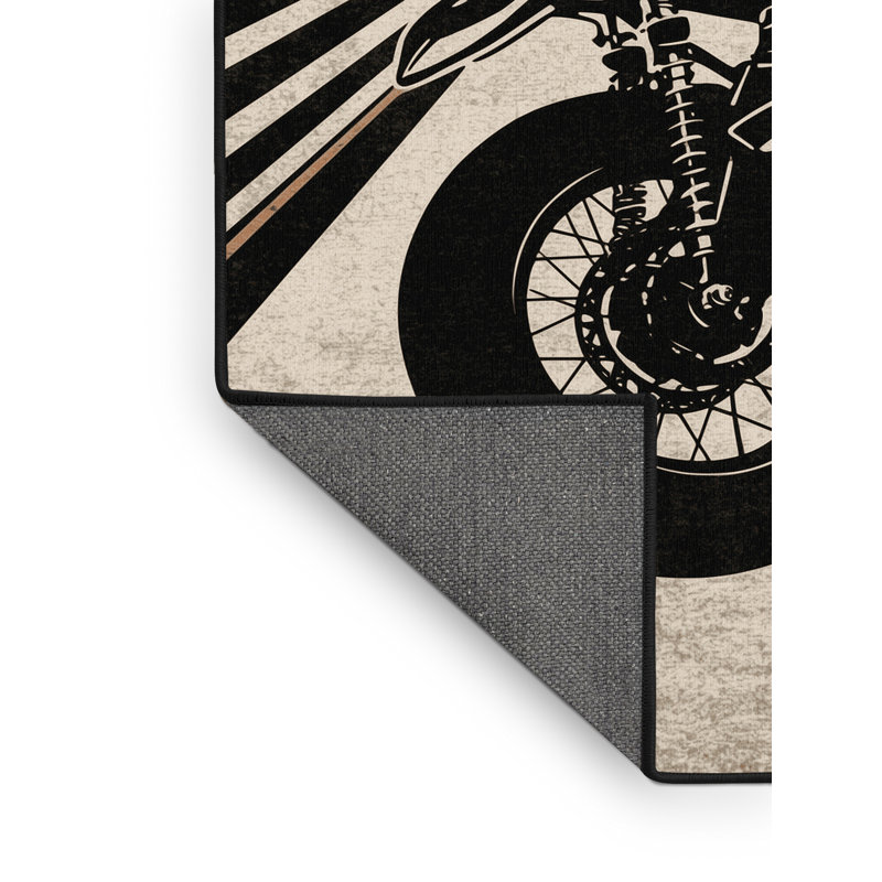 Tapis à motif géométrique rétro en velours doux pour véhicule et transport Cafe Racer, 8 x 12