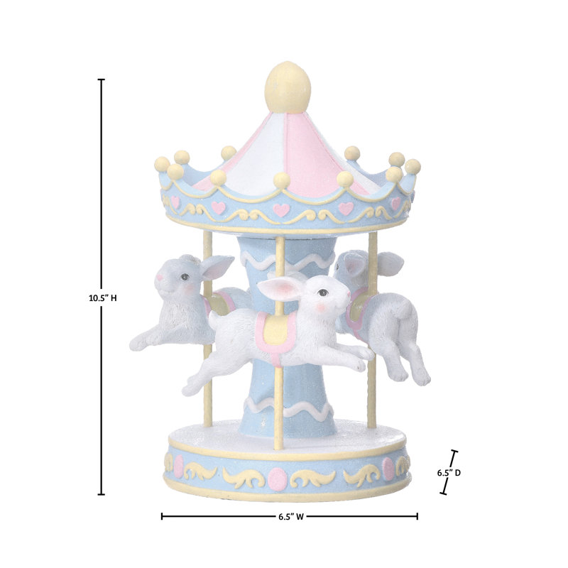 Carrousel en résine 10,5 po avec lapin