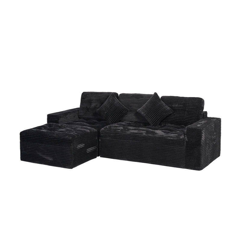 Canapé modulaire Boneless, Velours noir