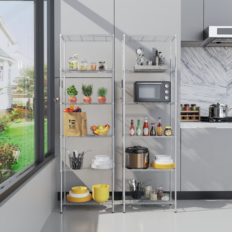 Lothario 63" H x 21.26" W x 11.42" D Shelving Rack, Silver