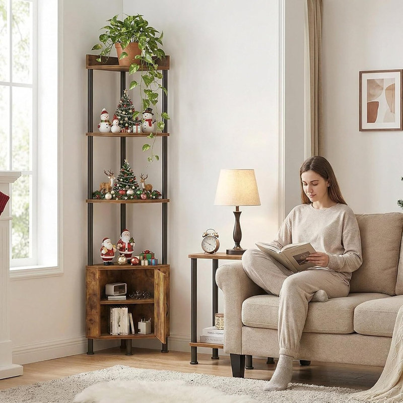 Tablette d'angle avec rangement, armoire de rangement haute et bibliothèque pour le salon, la chambre à coucher ou la cuisine