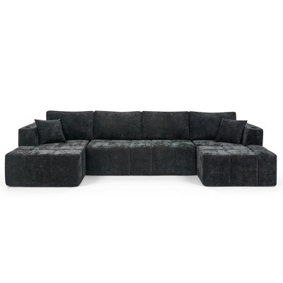 132" U-Shaped Chenille Sectional Sofa