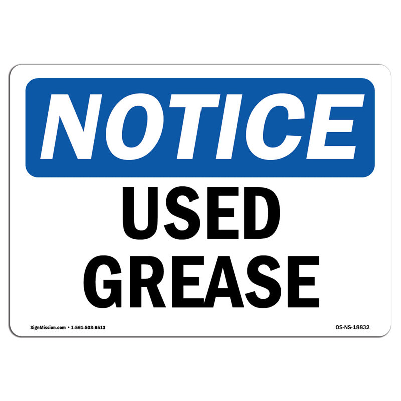Used Grease Aluminum Sign 12 x 18