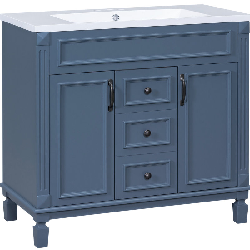Meuble-lavabo avec rangement en résine 35,99 po, Bleu