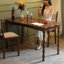 Table de salle à manger rectangulaire en bois massif brun avec pattes pivotantes-1229693975