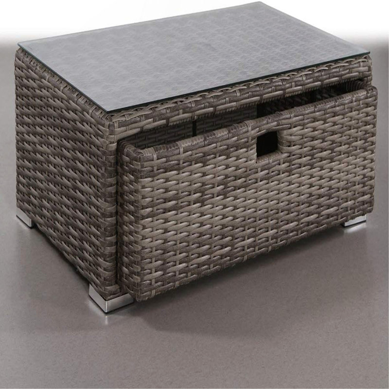 Table basse d'extérieur en verre entièrement assemblée