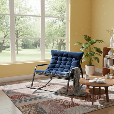 Stylish Rocking Chair with Metal Frame and Cushion