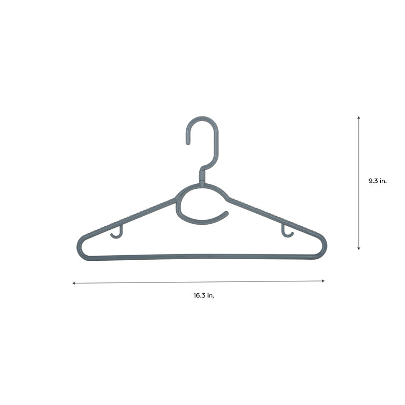 Gray Heavyweight Plastic Hangers with Swivel Hook and Rubber Grips (Set of 5)
