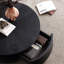 Table basse ronde moderne en bois noir