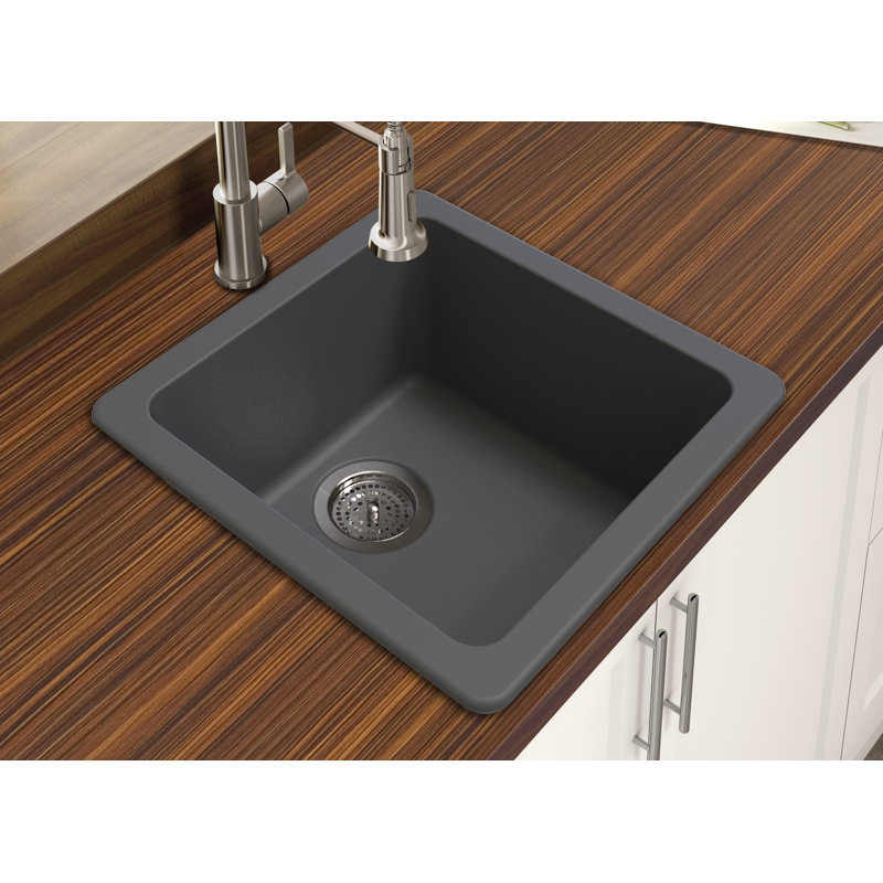16.63'' L Single Bowl Granite Kitchen Sink, Gray