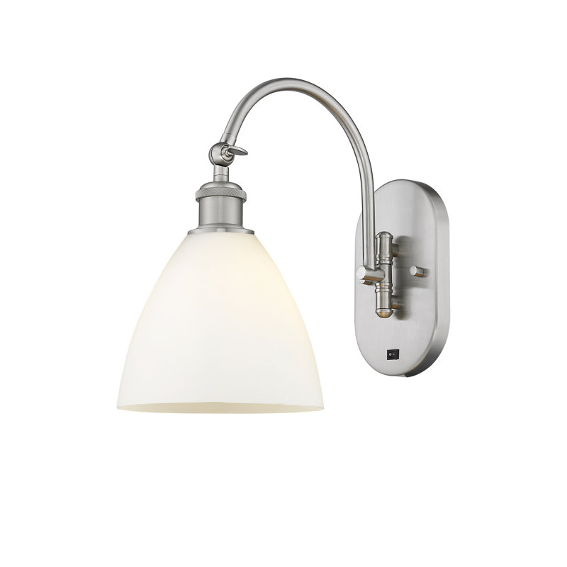Bras pivotant en verre Amenda, Ampoule non incluse, Nickel satiné brossé