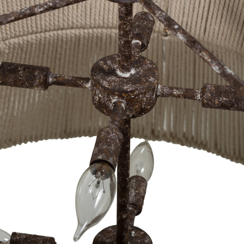 Gregory 8 - Light Shaded Geometric Chandelier with Rope Accents