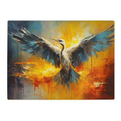 Heron Action  Glass Chopping Board