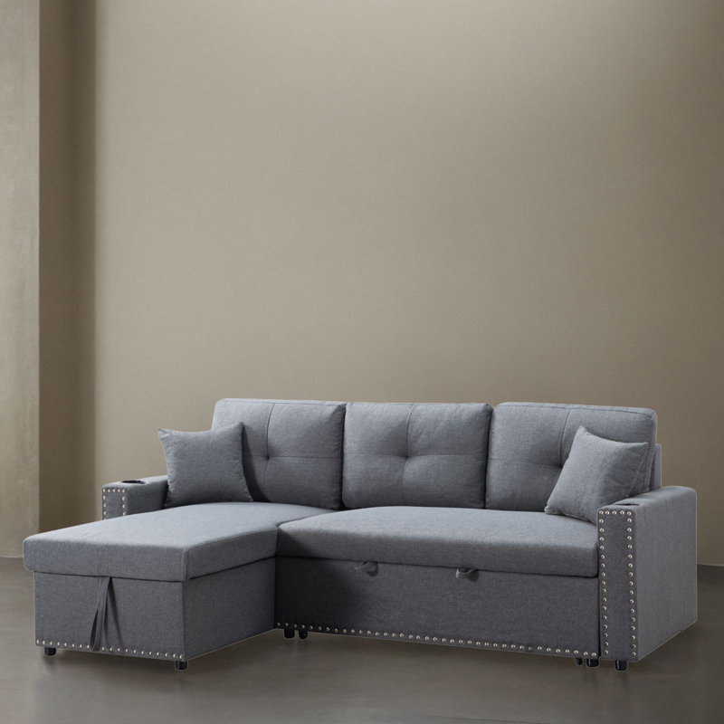 Canapé modulaire 2 pièces Arza, 100 % polyester gris clair