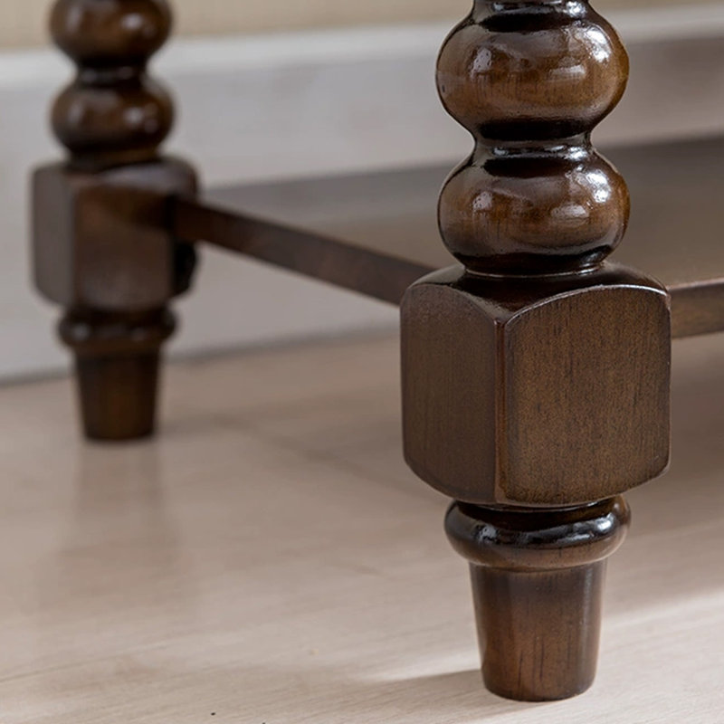 Long banc de rangement pour chaussures en cuir, Brun noisette / bleu marine