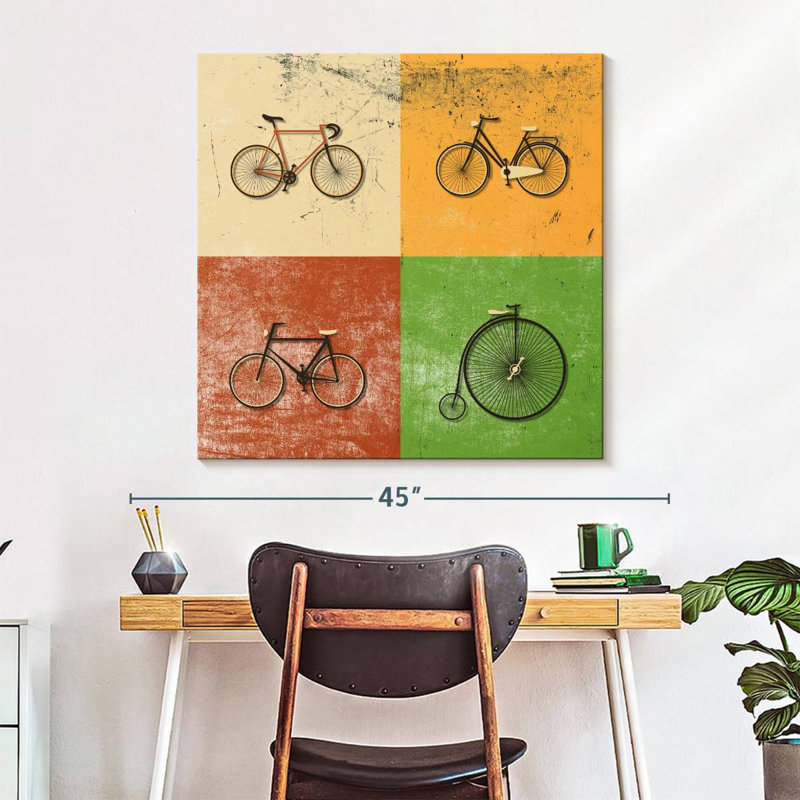 «Vélo Evolution», reproduction sur toile, H 33 po x l 33 po x P 1,25 po