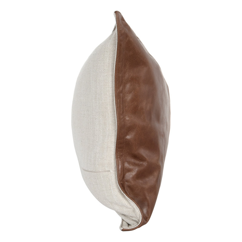Kosas Home Cheyenne 100% Leather Throw Pillow, Brown, 14" x 26", Rectangular