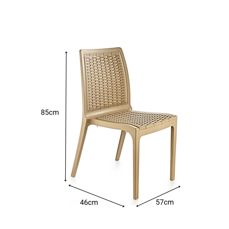 Modern Desert Beige Chair, 22.4 x 33.5 x 18.1 inches | 100% Polypropylene, Geometric Design | Stylish Solid Color for Living Room, Office, or Dining Area | Durable and Comfortable Seating Solution