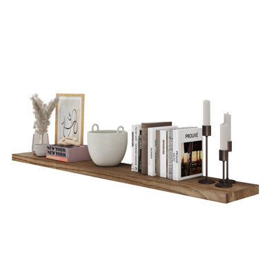 Hidden Bracket Shelf, Floating Shelf For Living Room And Office Decor, Wall Bookshelf, Rustic, Burnt, 1pc