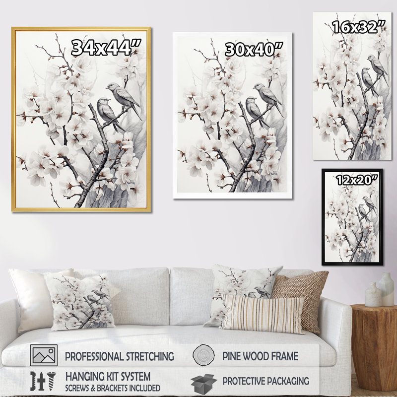 «Bird Tree», impression sur toile, Cadre photo noir, H 20 po x l 12 po x P 1 po