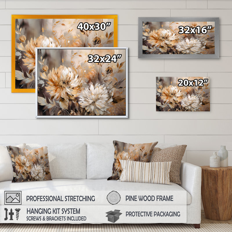 «Rozyn Chrysanthemum Artistry», reproduction d'art, Cadre simple noir, H 12 po x l 20 po x P 1 po