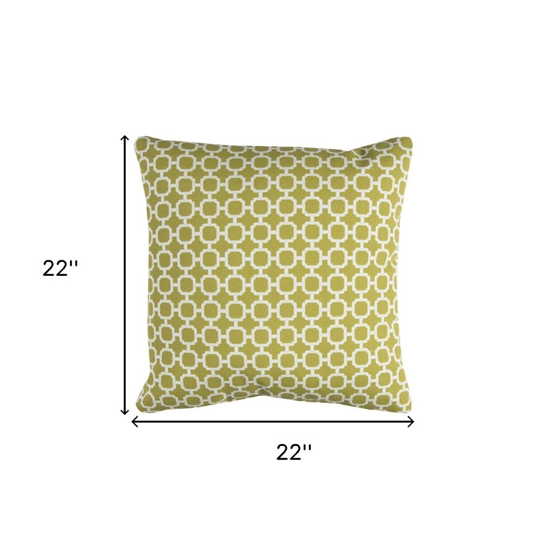 Coussin décoratif intérieur 22 po vert et blanc quadrilobe