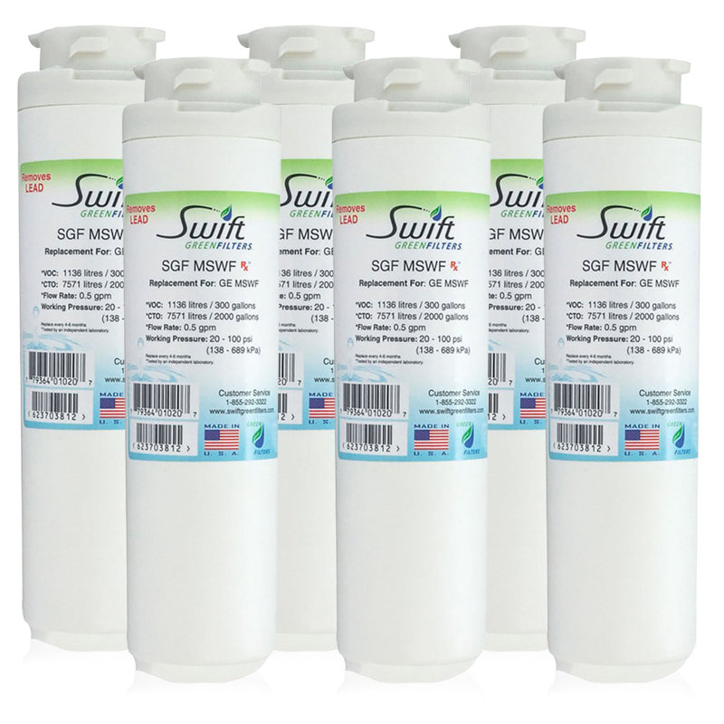 Swift Green Filters SGF-MSWF Rx Compatible Refrigerator Water Filter for MSWF, 101820A , EFF-6022A, 6 Pack