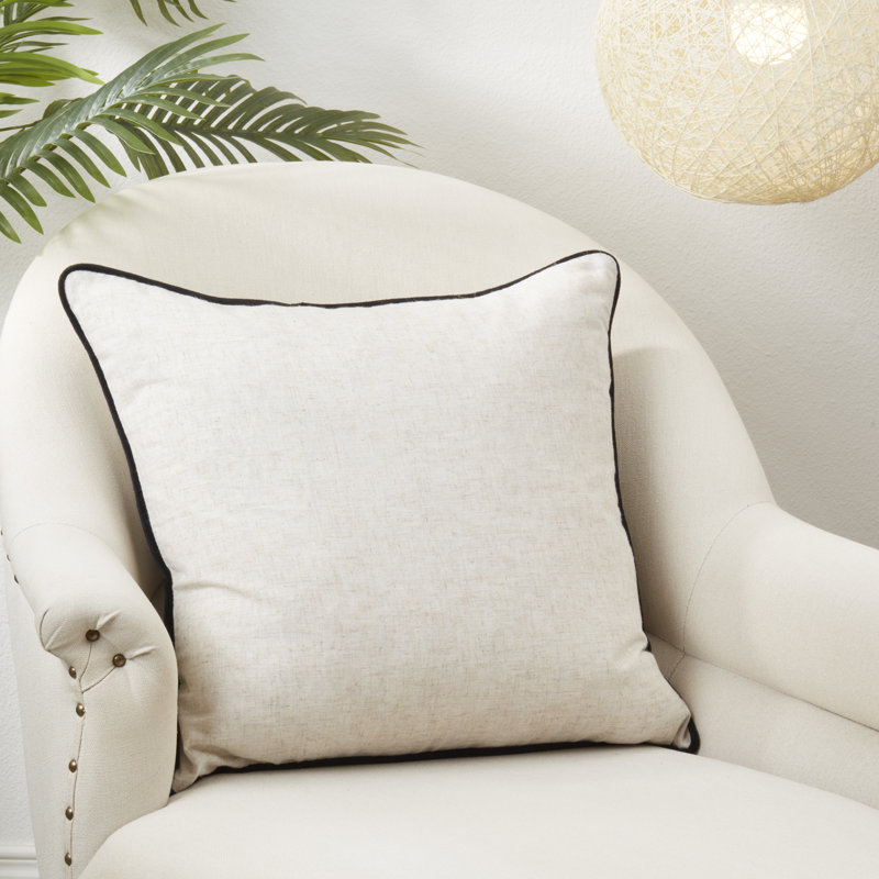 Toscana Beige and Black 20" Throw Pillow Cover with Piping