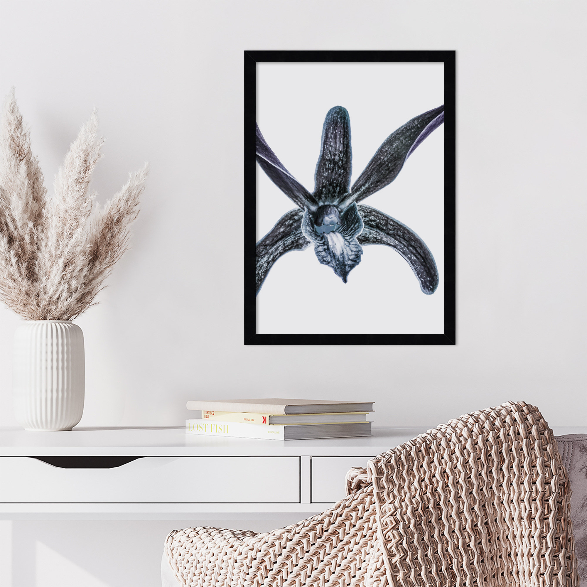 Orchid by Shot by Clint Wood Framed Wall Art Print, Black, 21" H x 15" W