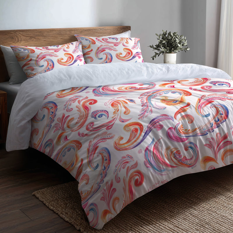 Ensemble de housse de couette moderne de 3 - Ensemble de literie et coussin décoratif scandinave rose et cachemire rose