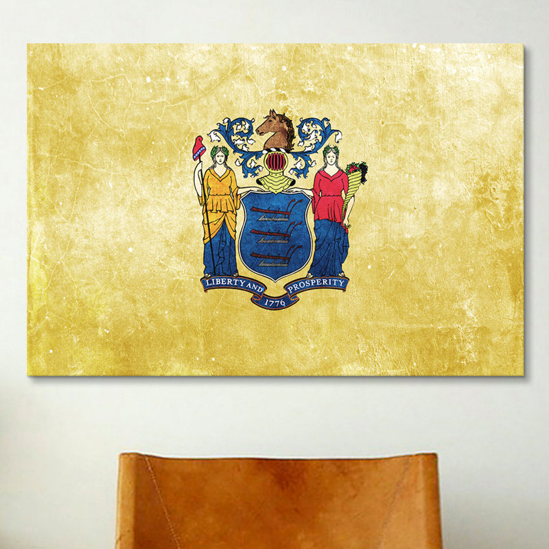 « flags new jersey », impression sur toile, H 8 po x l 12 po x P 0,75 po, Pas de tapis, Toile tendue