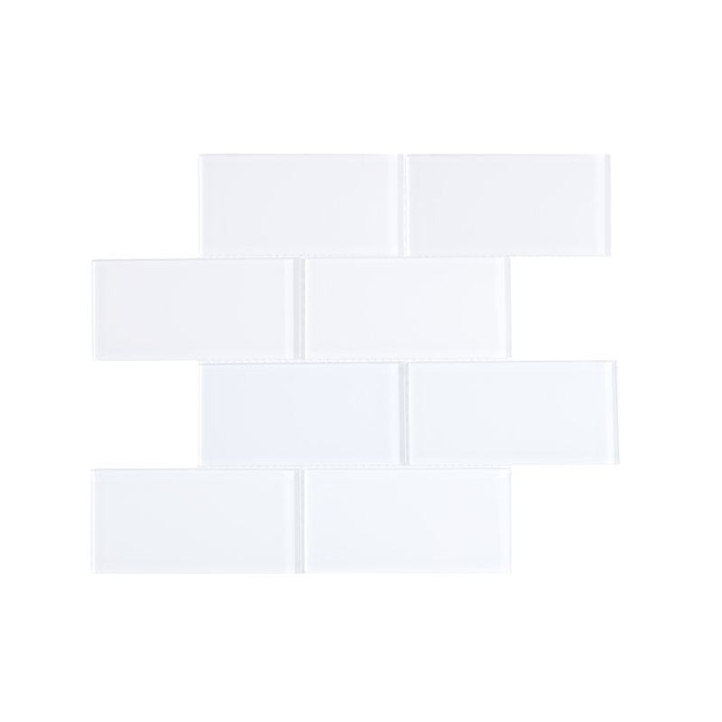 Quality Value Series 3" x 6" Straight Edge Glass Mosaic Subway Tile, White