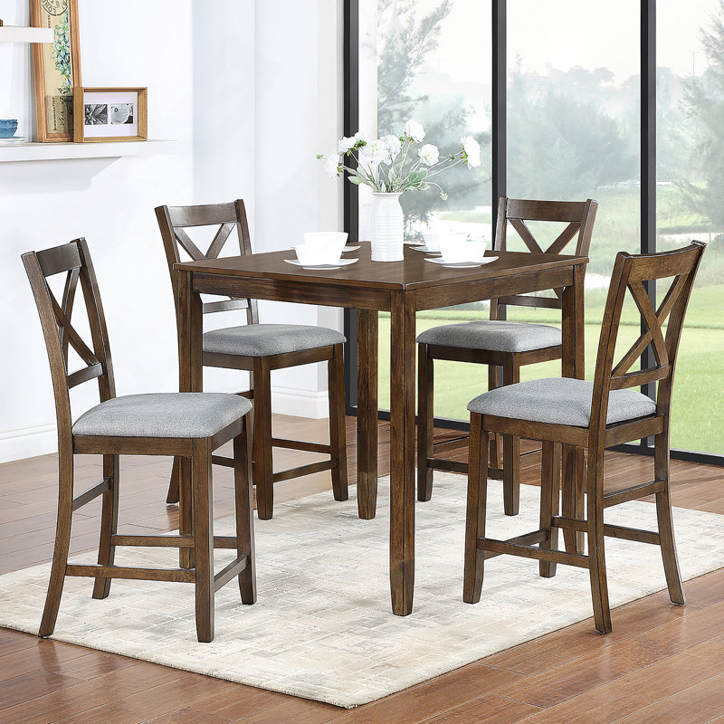 Ensemble de table de salle à manger 5 pièces pour 4 personnes, ensemble de table de cuisine à hauteur de comptoir avec table carrée