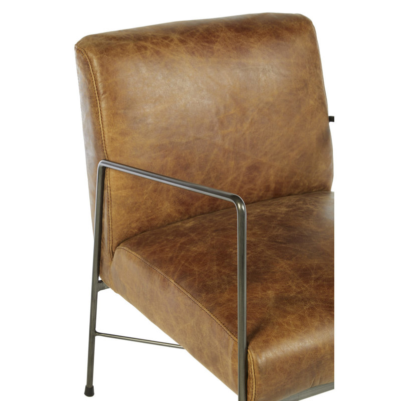 Orono 44cm H Genuine Leather Upholstered Armchair, Light Brown