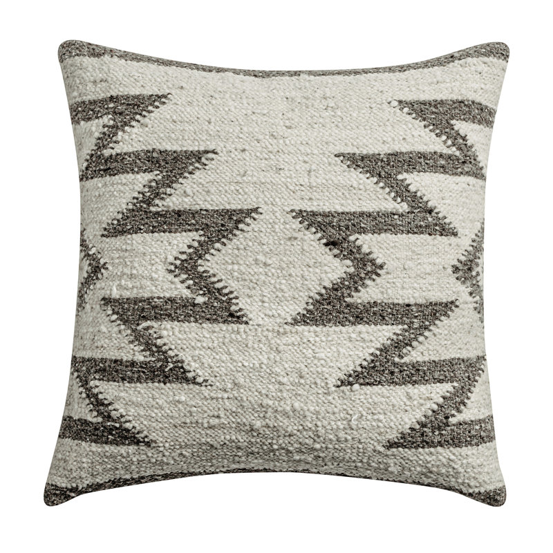 Coussin décoratif en laine tissée à la main Magtey crème / brun foncé Western Aztec Lodge 20 x 20 pouces