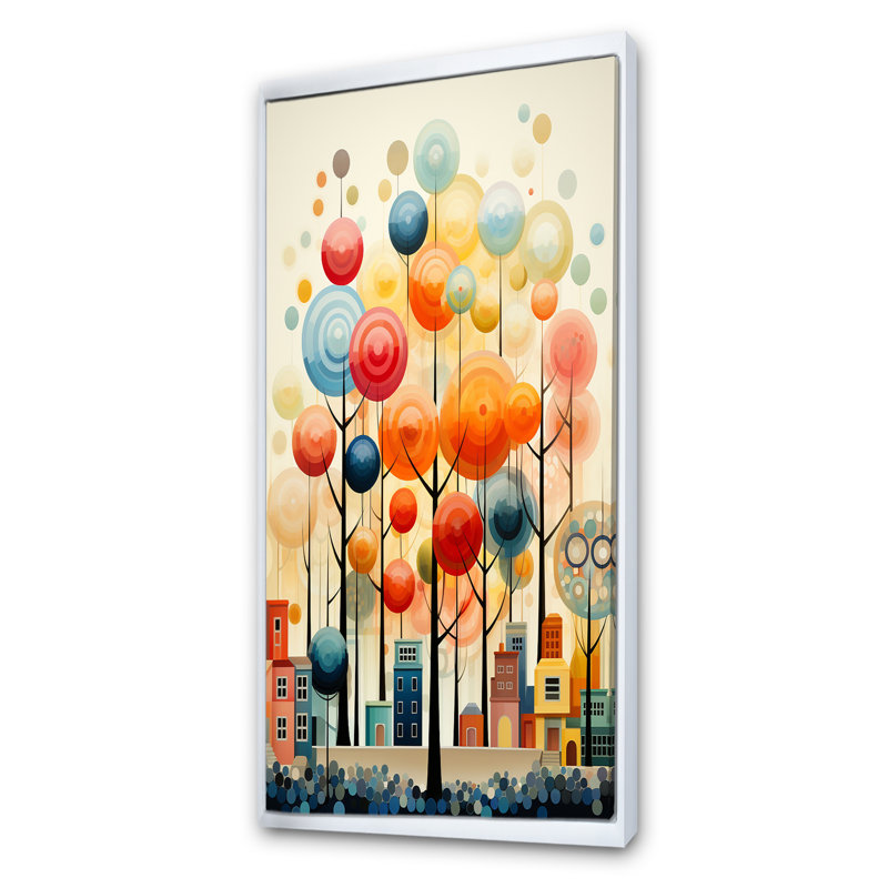 Colorful Bubble Tree - Tree Wall Art, White Floater Framed, 60" H x 28" W x 1.5" D