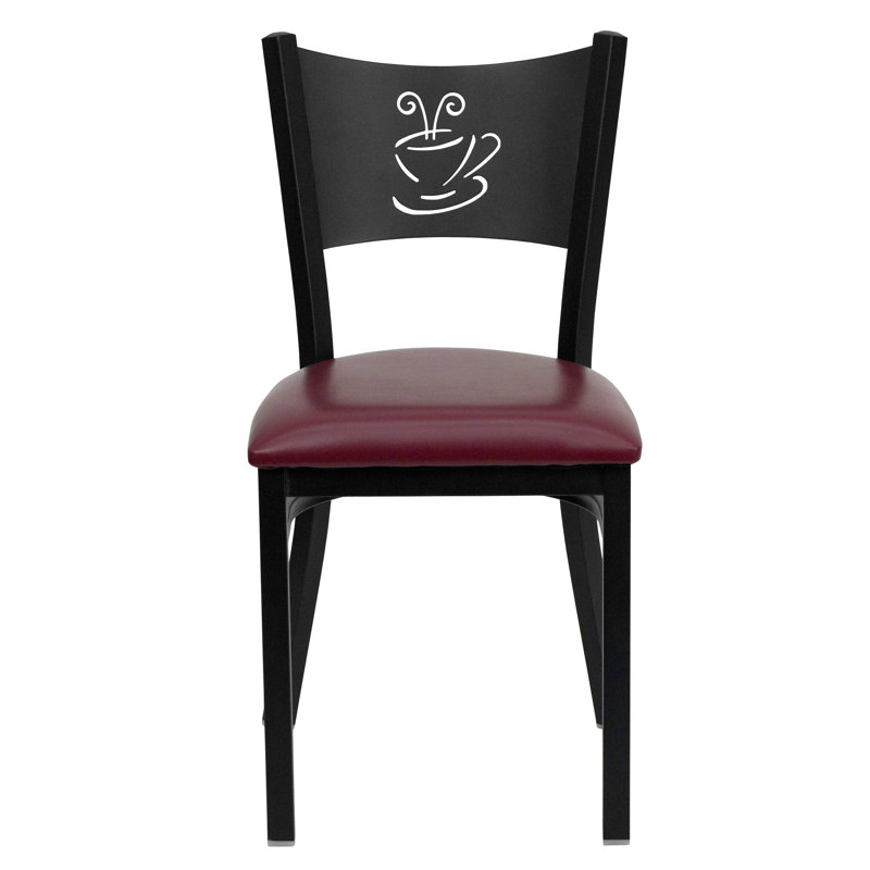 Odyssey Coffee Back Metal Restaurant Chair, Burgundy Vinyl