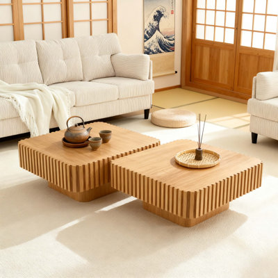 Ensemble de 2 pièces de table basse carrée 31,5 pouces Handcraft