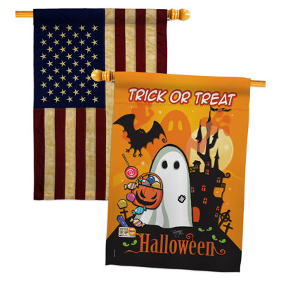 Double Sided 40'' H x 28'' W Polyester Halloween House Flag
