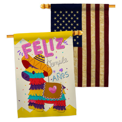 Double Sided 40 in. H x 28 in. W Polyester Birthday House Flag