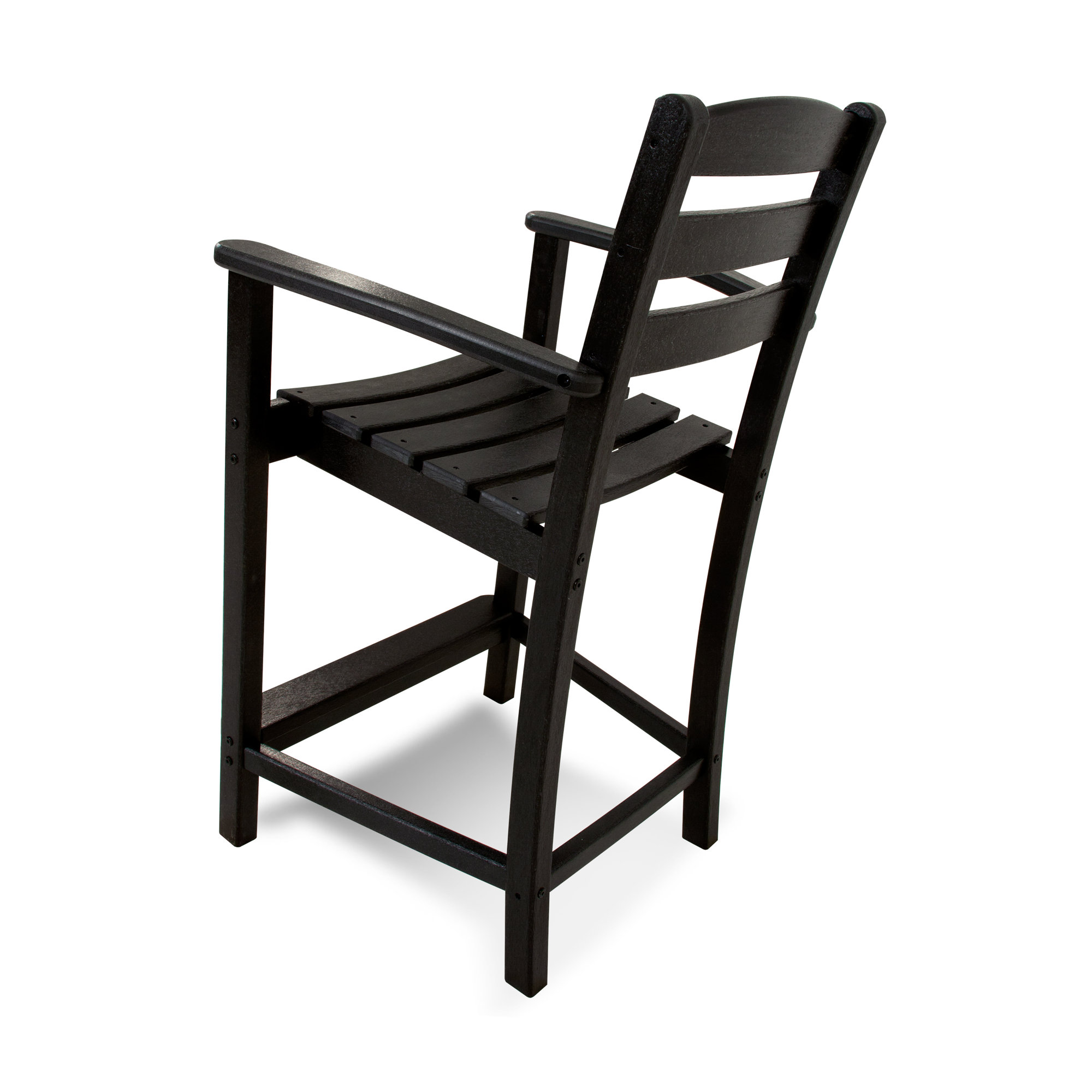 POLYWOOD La Casa Café Bar Arm Chair, Black, Counter Stool (25.13” Seat Height)
