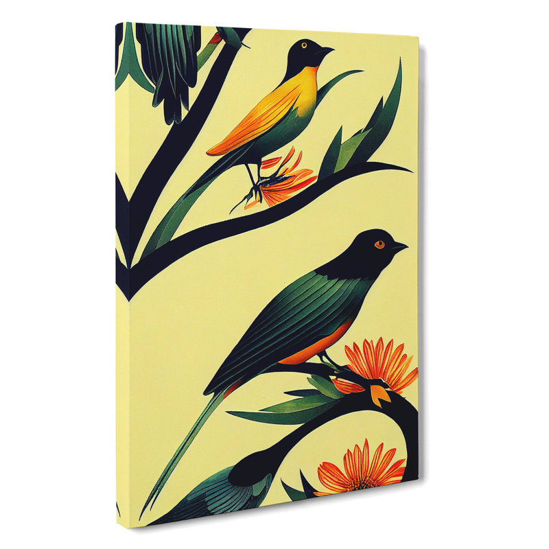 Birds on the Branch - Unframed - Wrapped Canvas, 60cm H x 40cm W x 3cm D