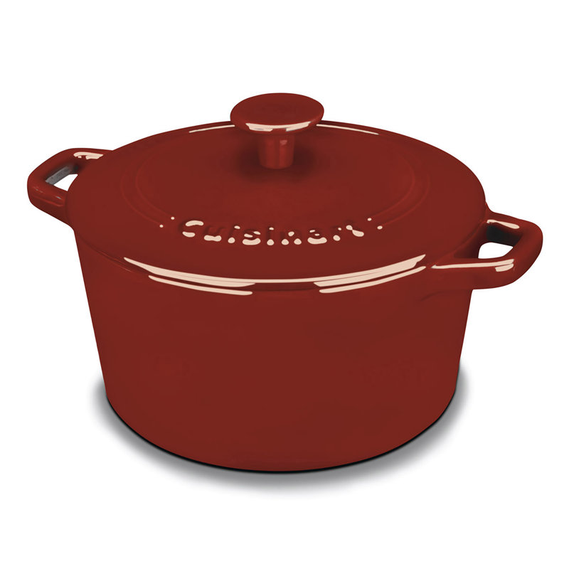 Cuisinart Chef’s Classic Enamel on Steel Round Dutch Oven with Lid, Cardinal Red, 3 Qt.